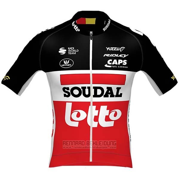 2020 Fahrradbekleidung Lotto Soudal Shwarz Wei Rot Trikot Kurzarm und Tragerhose - zum Schließen ins Bild klicken